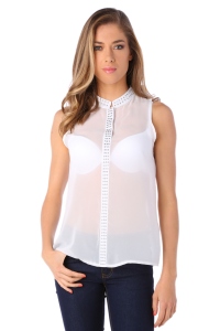 Blouse col Mao avec clous - 12,99€